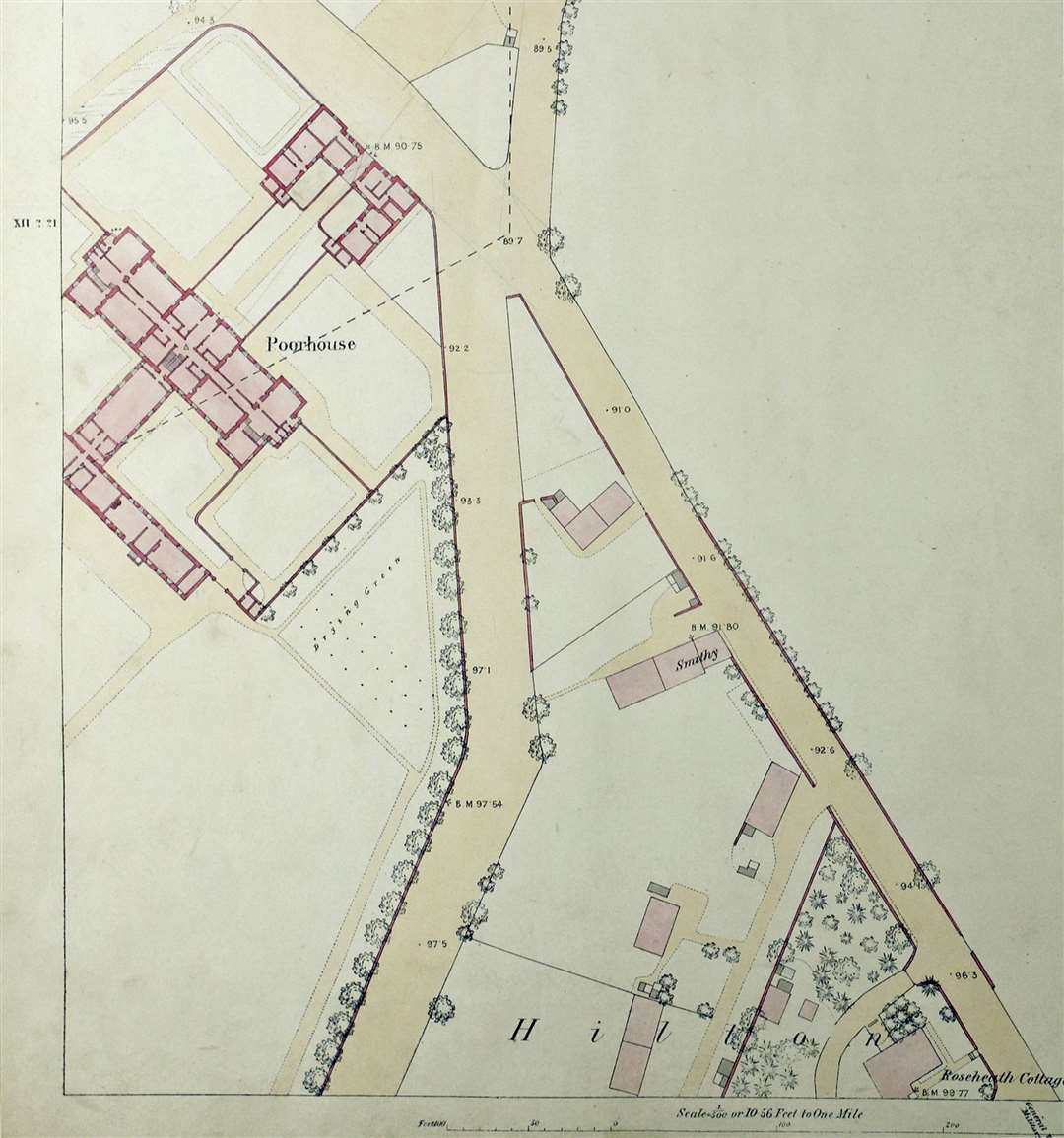 Ordnance Survey map showing the location of Inverness Poorhouse.