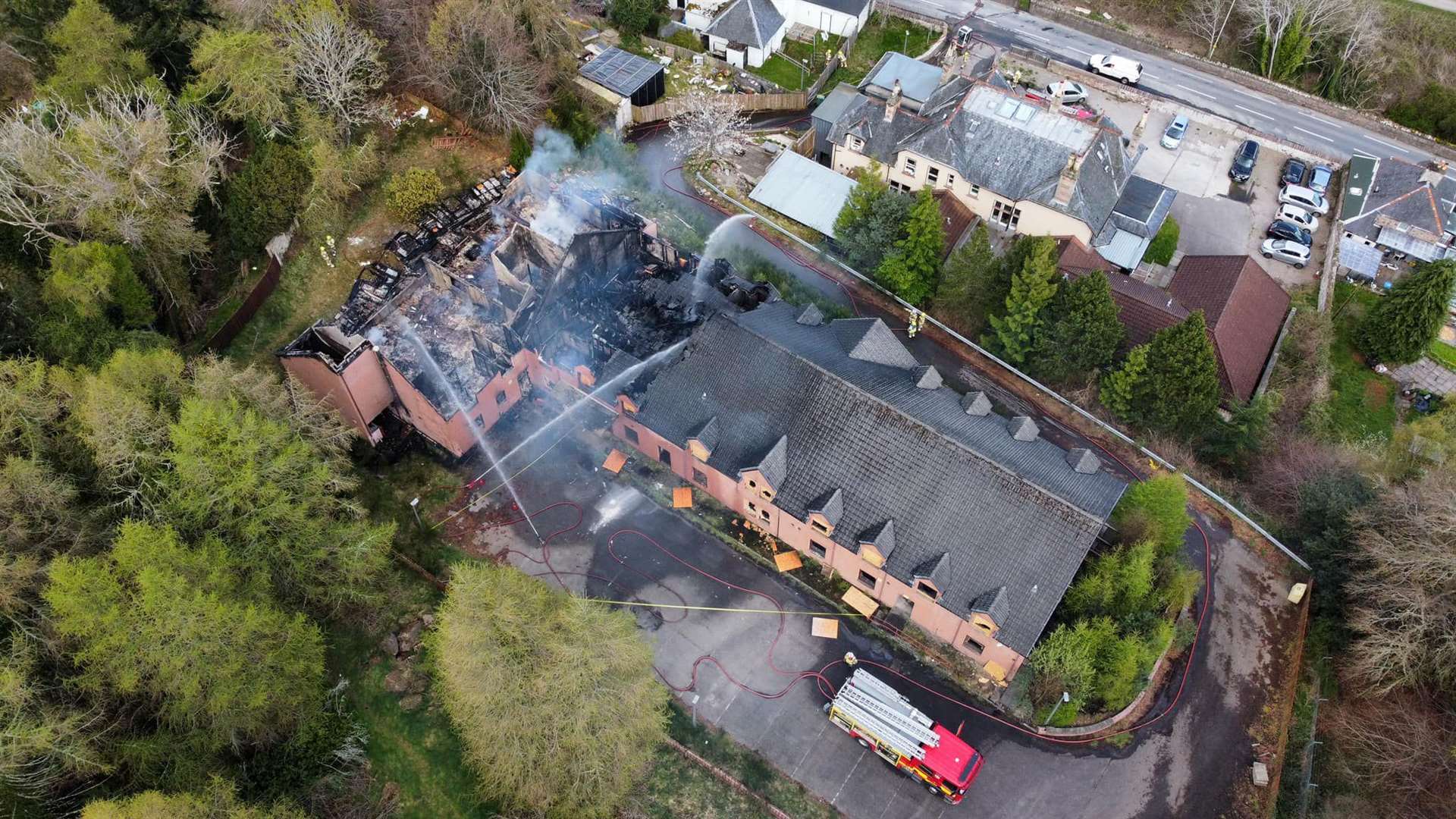 A fire ravaged the former Clachnaharry care home building on Friday. Pictures: George Finlayson.
