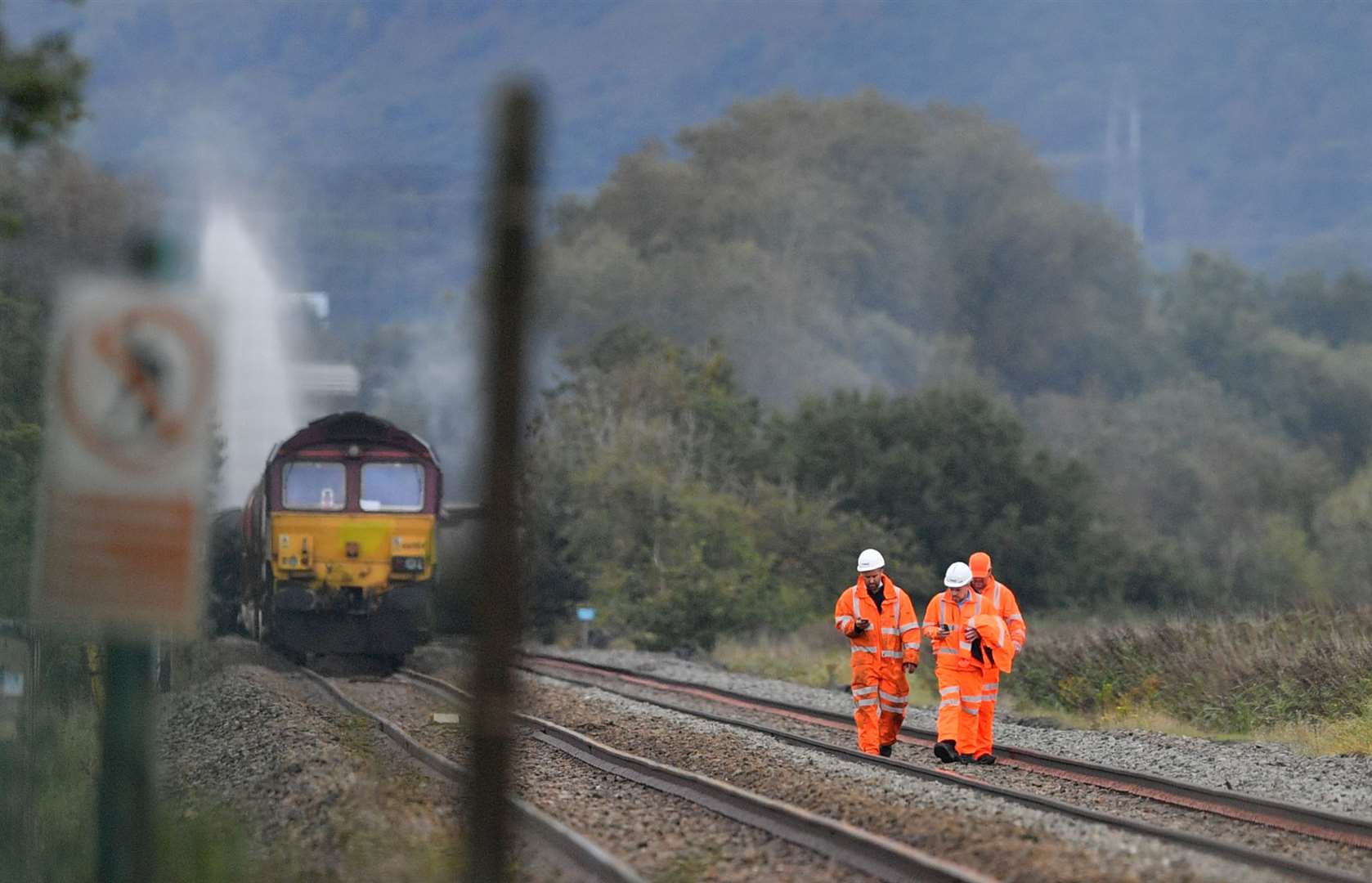 The scene in the aftermath of a fire on a freight train carrying diesel fuel (Ben Birchall/PA)