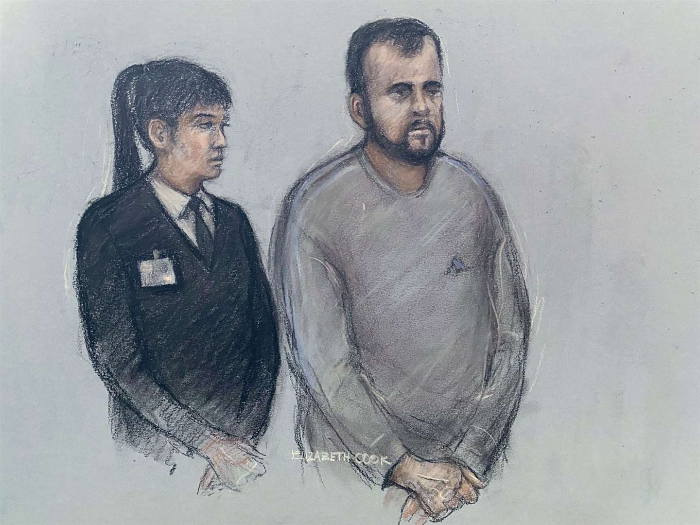 Court artist sketch of Joby Pool, appearing in the dock at Telford Magistrates’ Court in March (Elizabeth Cook/PA)