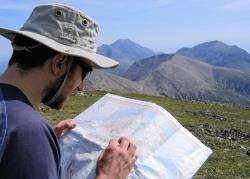 John reading the map on Glamaig, Skye.