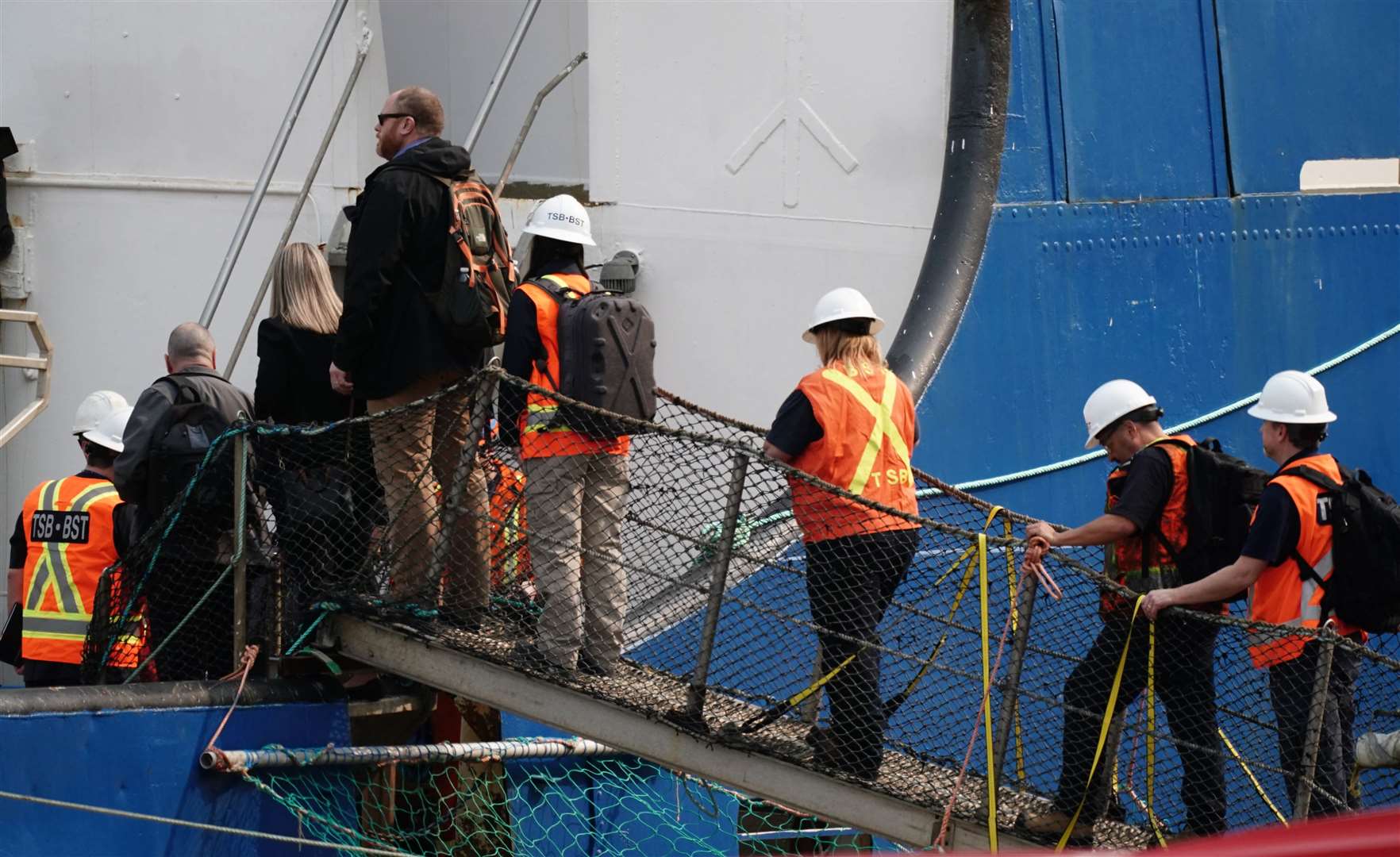 Officials from the Transportation Safety Board of Canada went on board the Polar Prince on Saturday (Jordan Pettitt/PA)