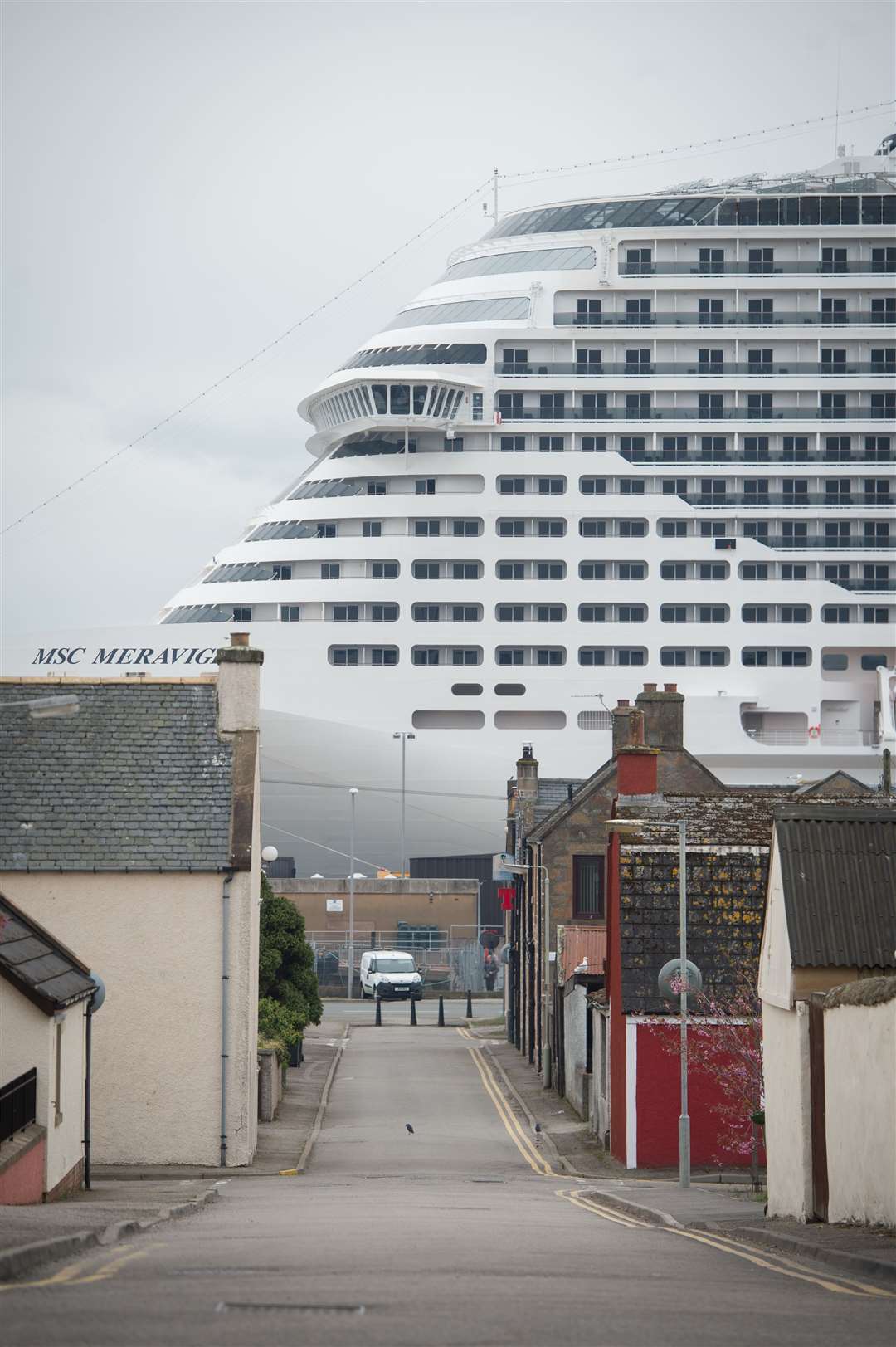 Cruise liners can make a big impression on the local landscape when they arrive. MSC Meraviglia, at the time the biggest ever cruise liner to visit Scottish waters, docked at Invergordon during an earlier visit. Picture: Callum Mackay.