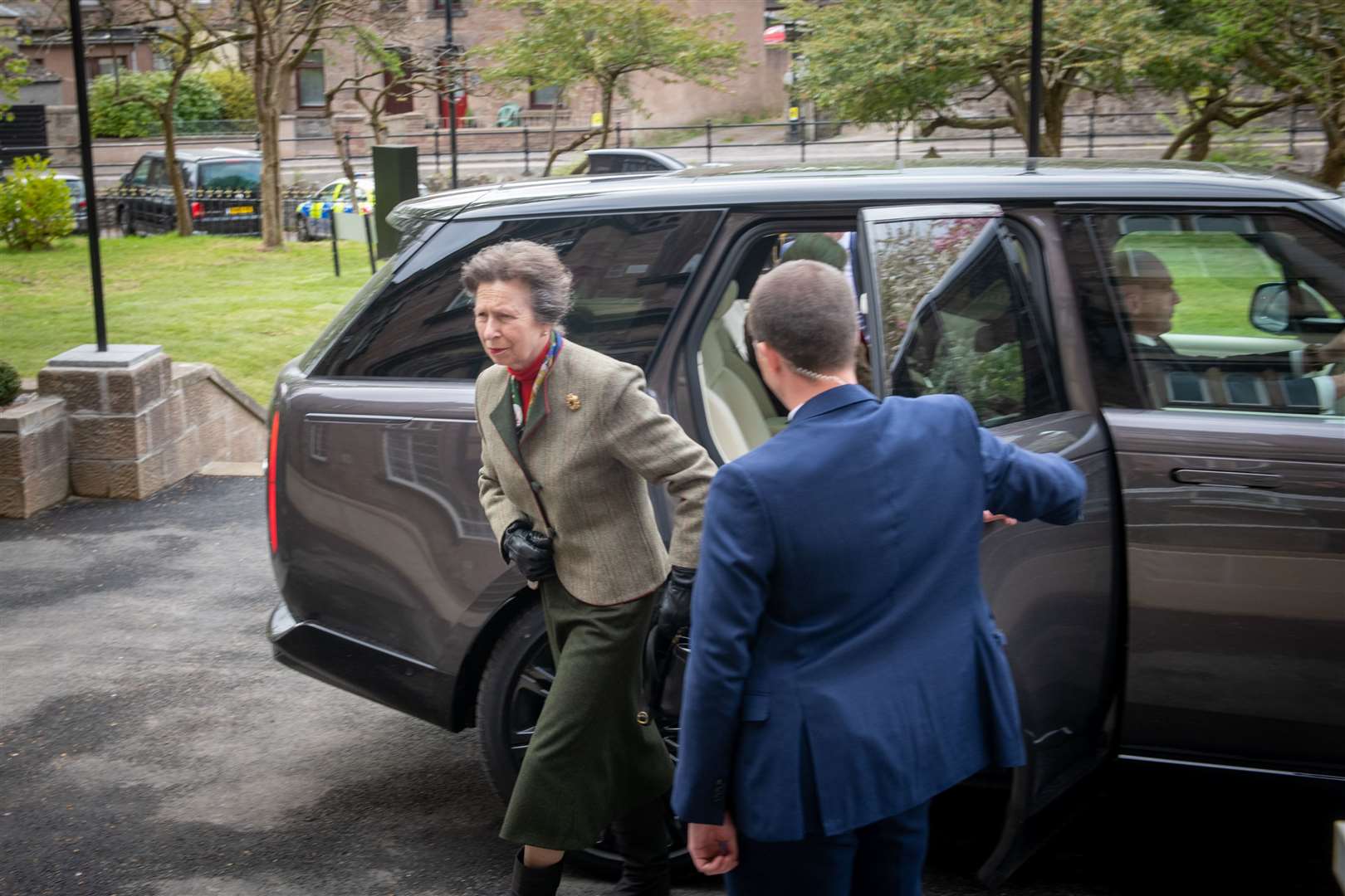 The Princess Royal arrives at Inverness Creative Academy. Picture: Callum Mackay