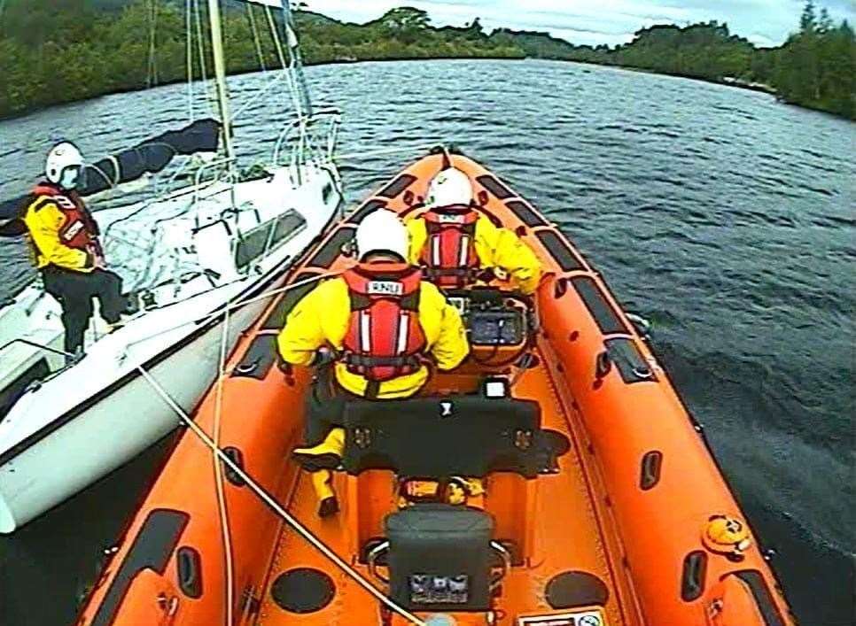 The crew were also called into action on Wednesday afternoon when a vessel began dragging its anchor in Loch Dochfour. Picture: RNLI.