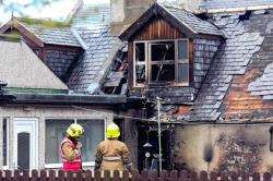 The aftermath of the fire at a house in Nairn.