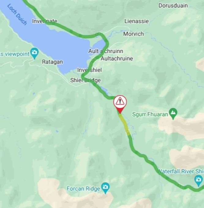 A collision was reported in the Glen Shiel area.
