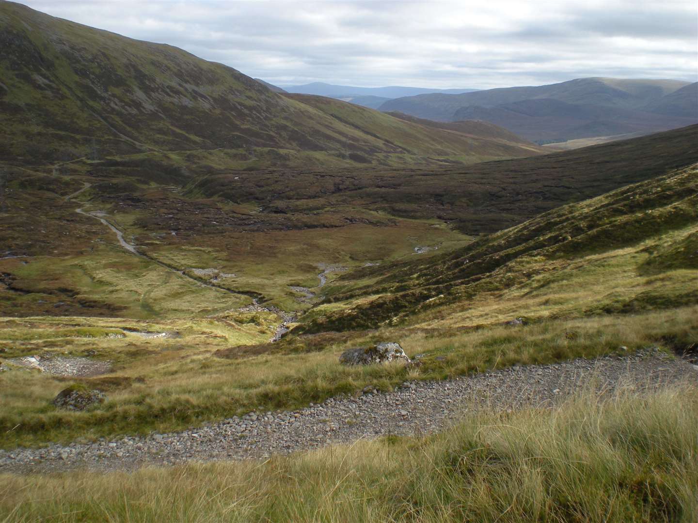 Looking south-east from the zigzags near the top of the Corrieyairack Pass on General Wade's Military Road.
