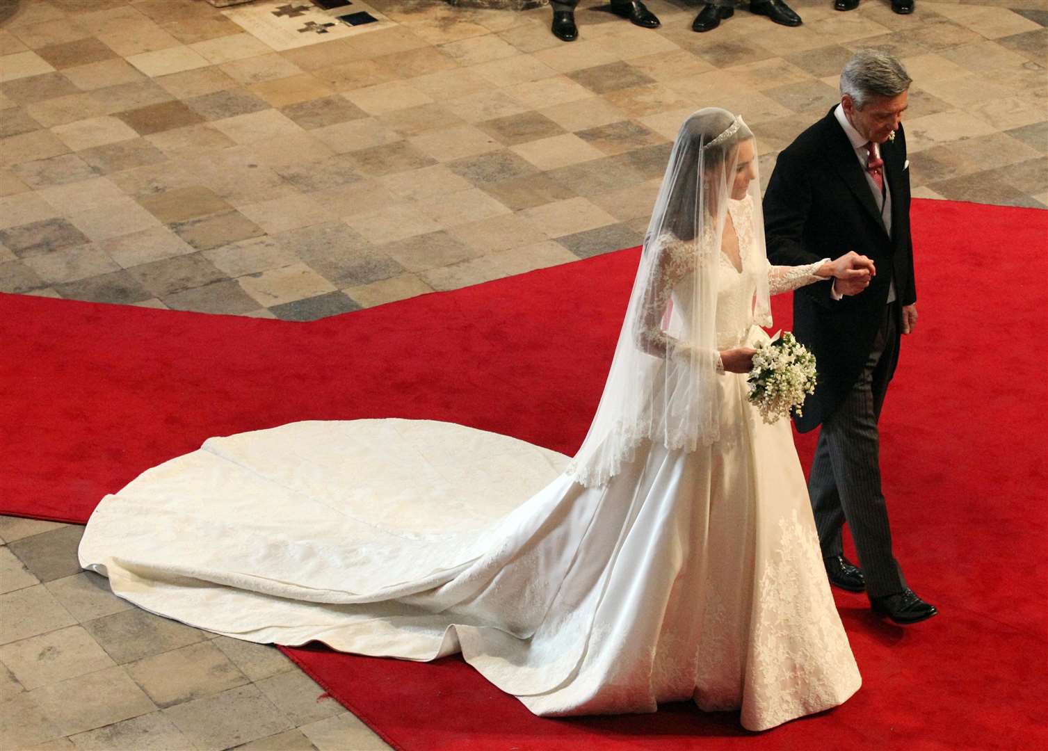 Michael Middleton walks his daughter, then known as Kate Middleton, down the aisle inside Westminster Abbey, London (Jon Bond/PA)