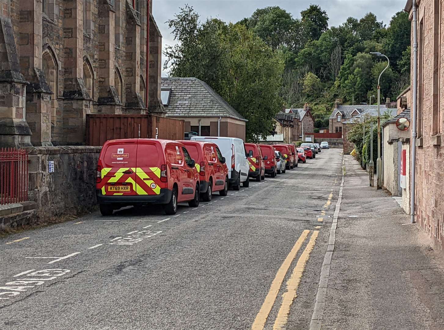 Vans that would normally be out on deliveries or collections lined up.