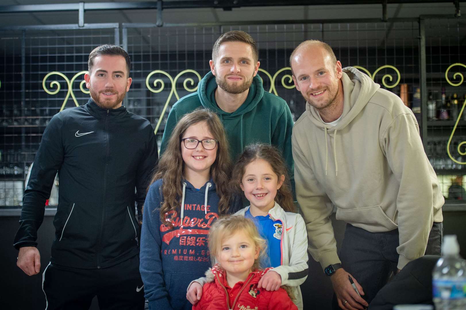 (front) Megan, Ellie and Abbey Anderson with Danny Devine and Mark Ridgers. Picture: Callum Mackay