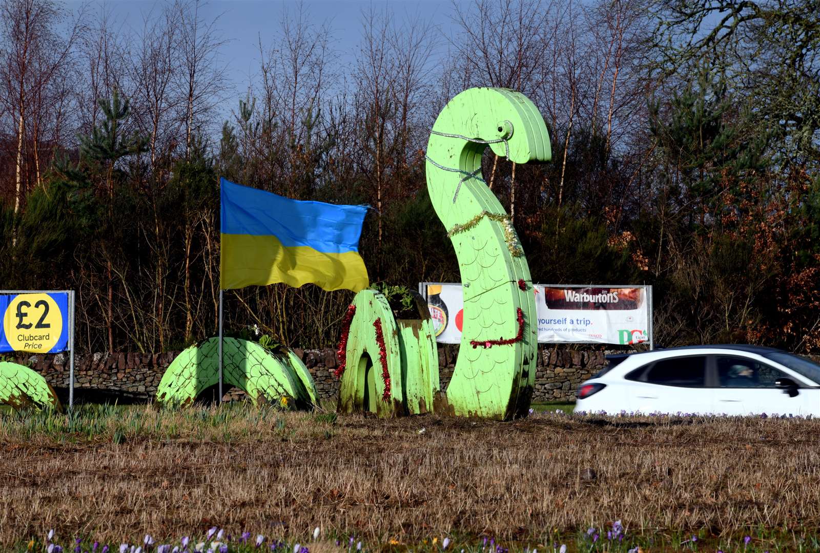 Nessie showing support for Ukraine last year.