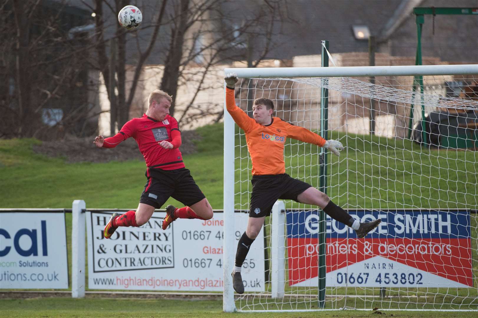 Dylan Maclean (right) was injured in Nairn County's win over Wick. Picture: Callum Mackay