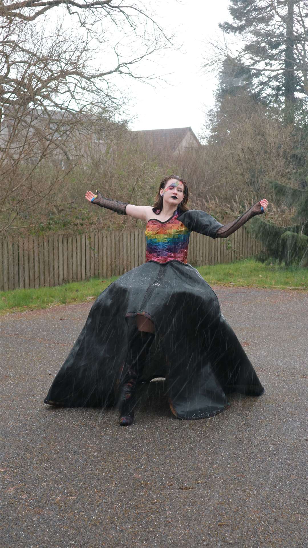 Órla Ní Eadhra created a ballgown from recycled materials including a childhood trampoline.