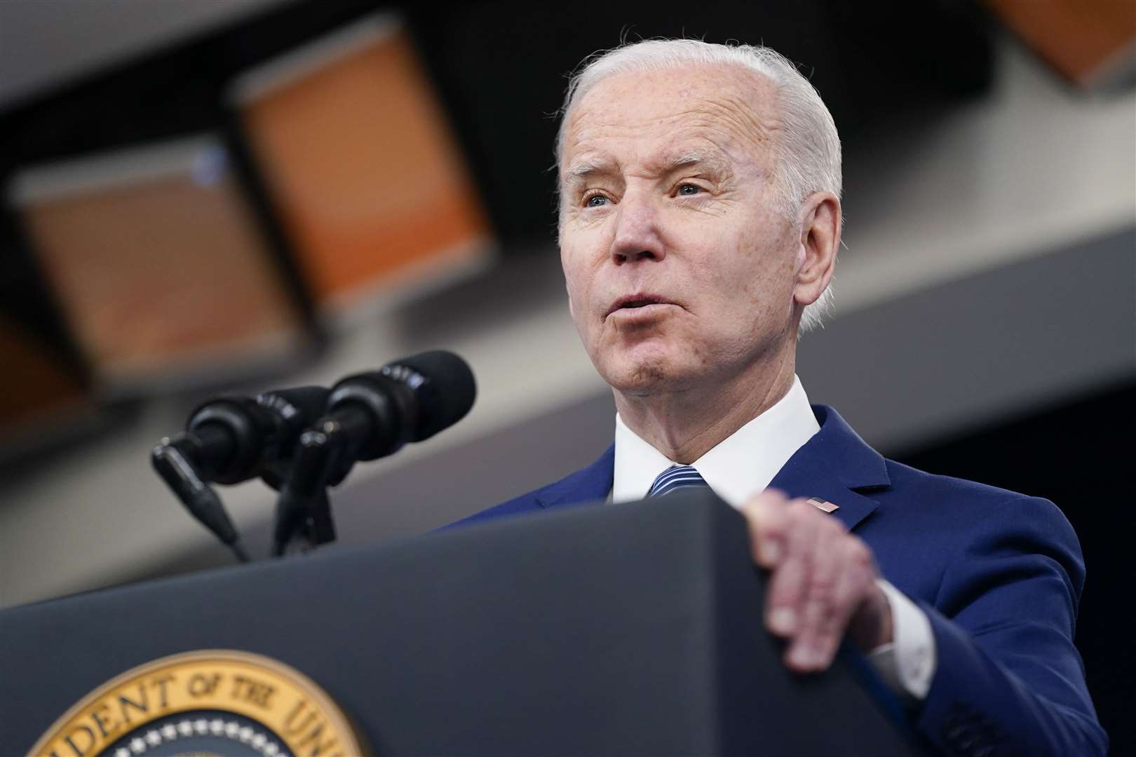 President Joe Biden said the US would join in bringing in a ban on Russian oil and related products (Patrick Semansky/AP)