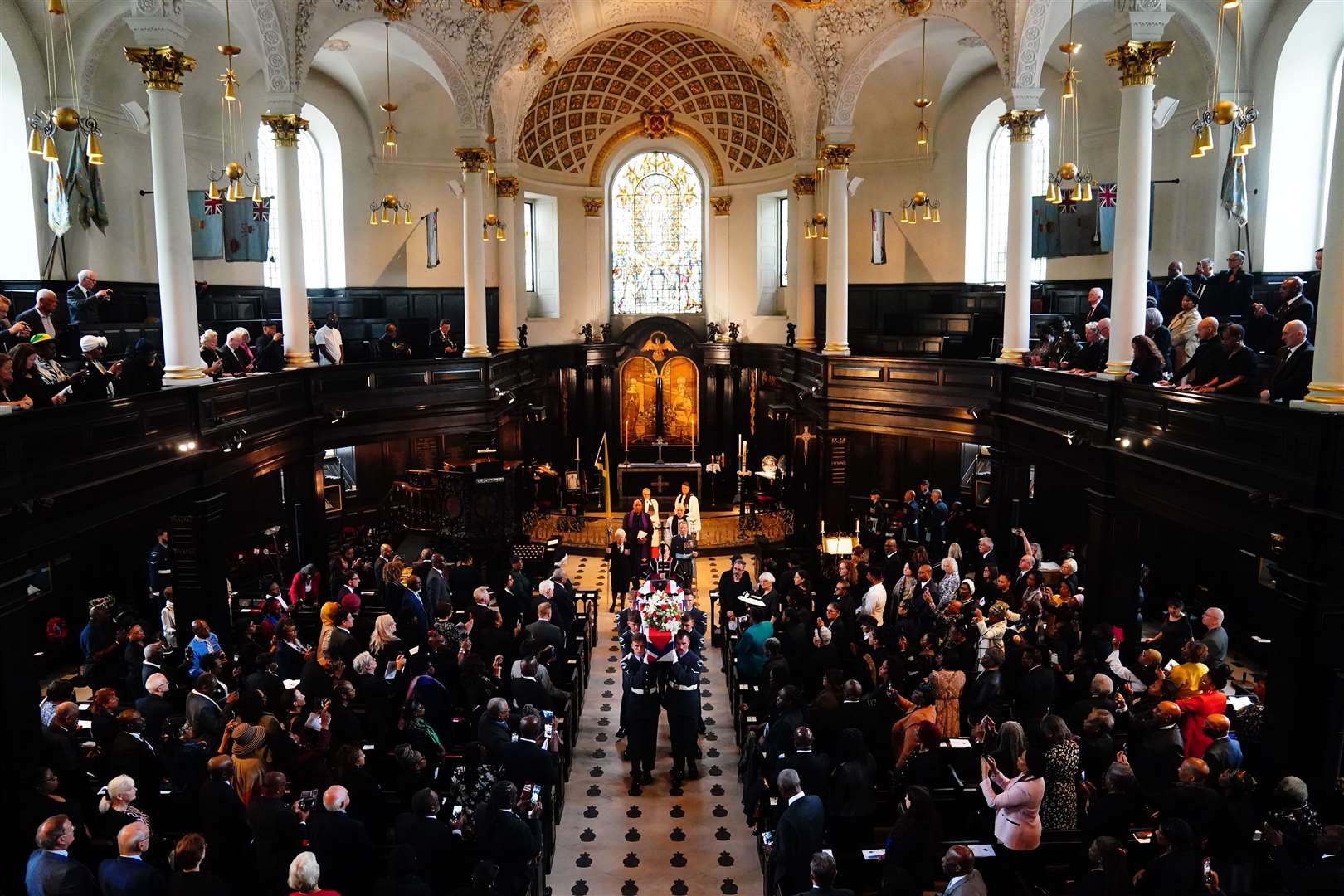The funeral of RAF Sergeant Peter Brown at St Clement Danes Church (Victoria Jones/PA)