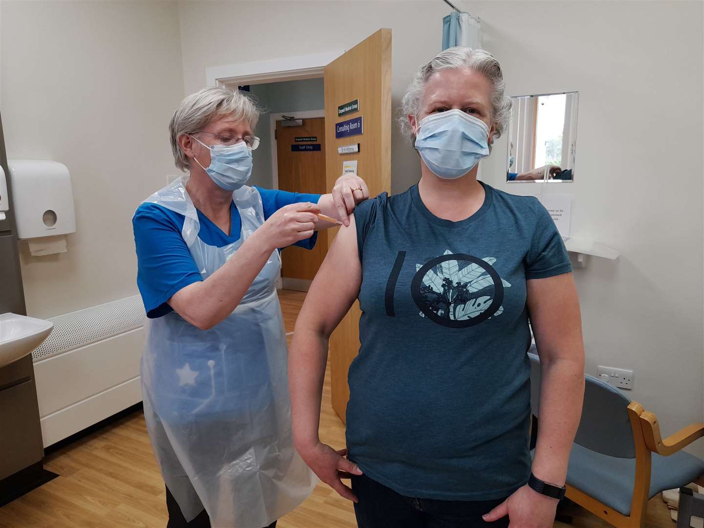 Dr Moira McKenna vaccinates a patient from Dingwall Medical Group as part of their most recent clinic.