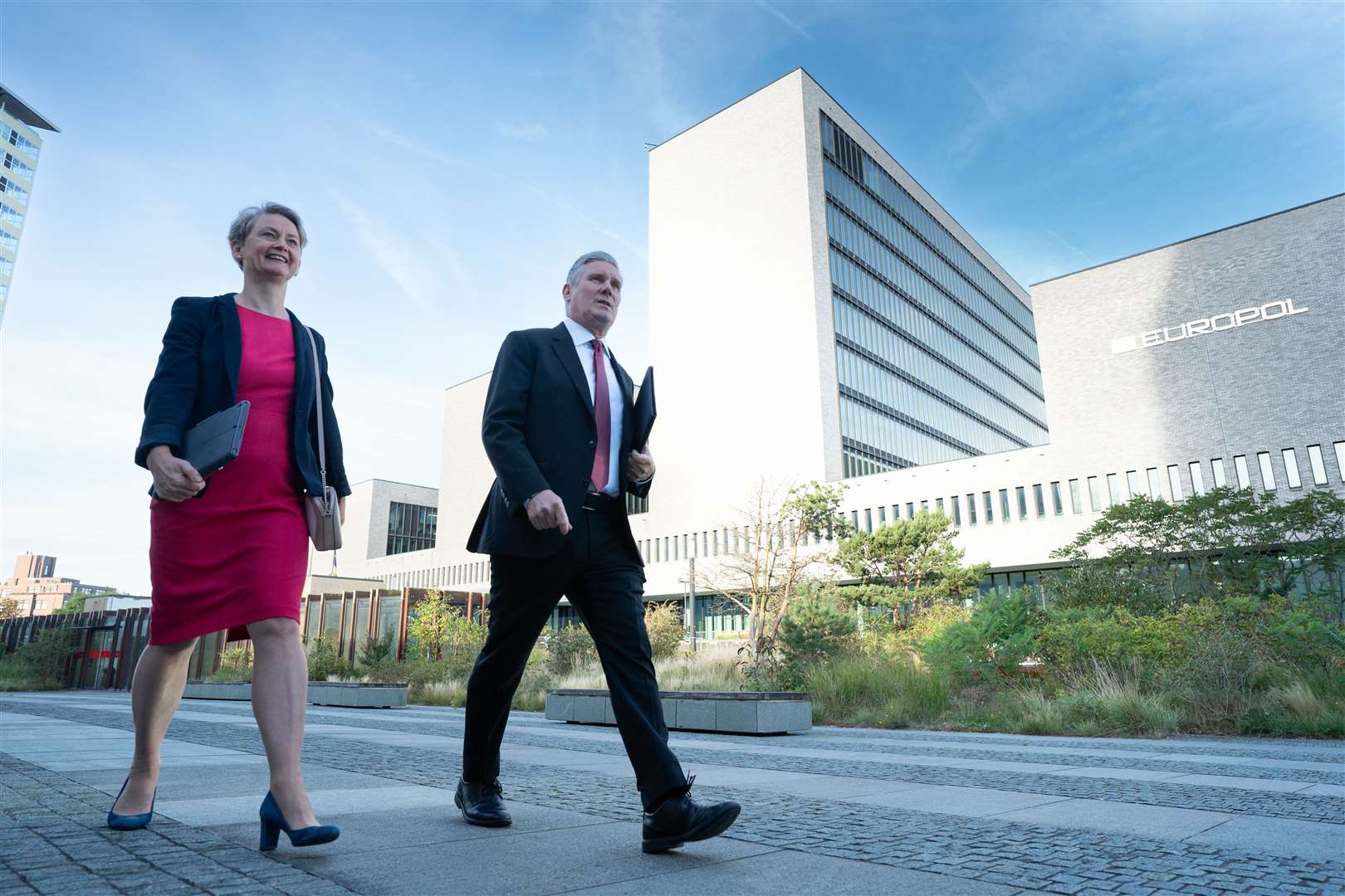 Labour leader Sir Keir Starmer and shadow home secretary Yvette Cooper at Europol in The Hague, Netherlands (Stefan Rousseau/PA)
