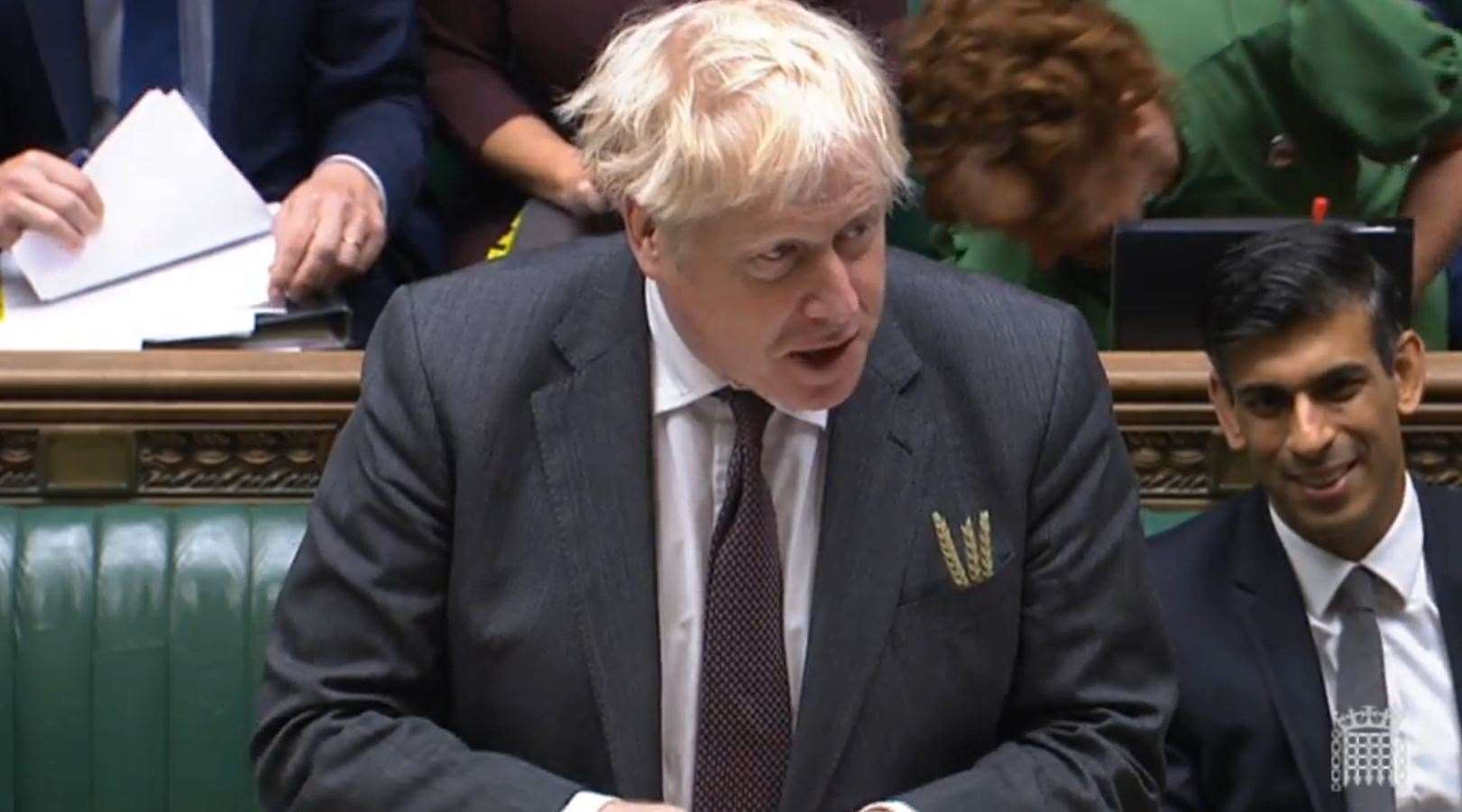 Boris Johnson speaks during Prime Minister’s Questions in the House of Commons (House of Commons/PA)