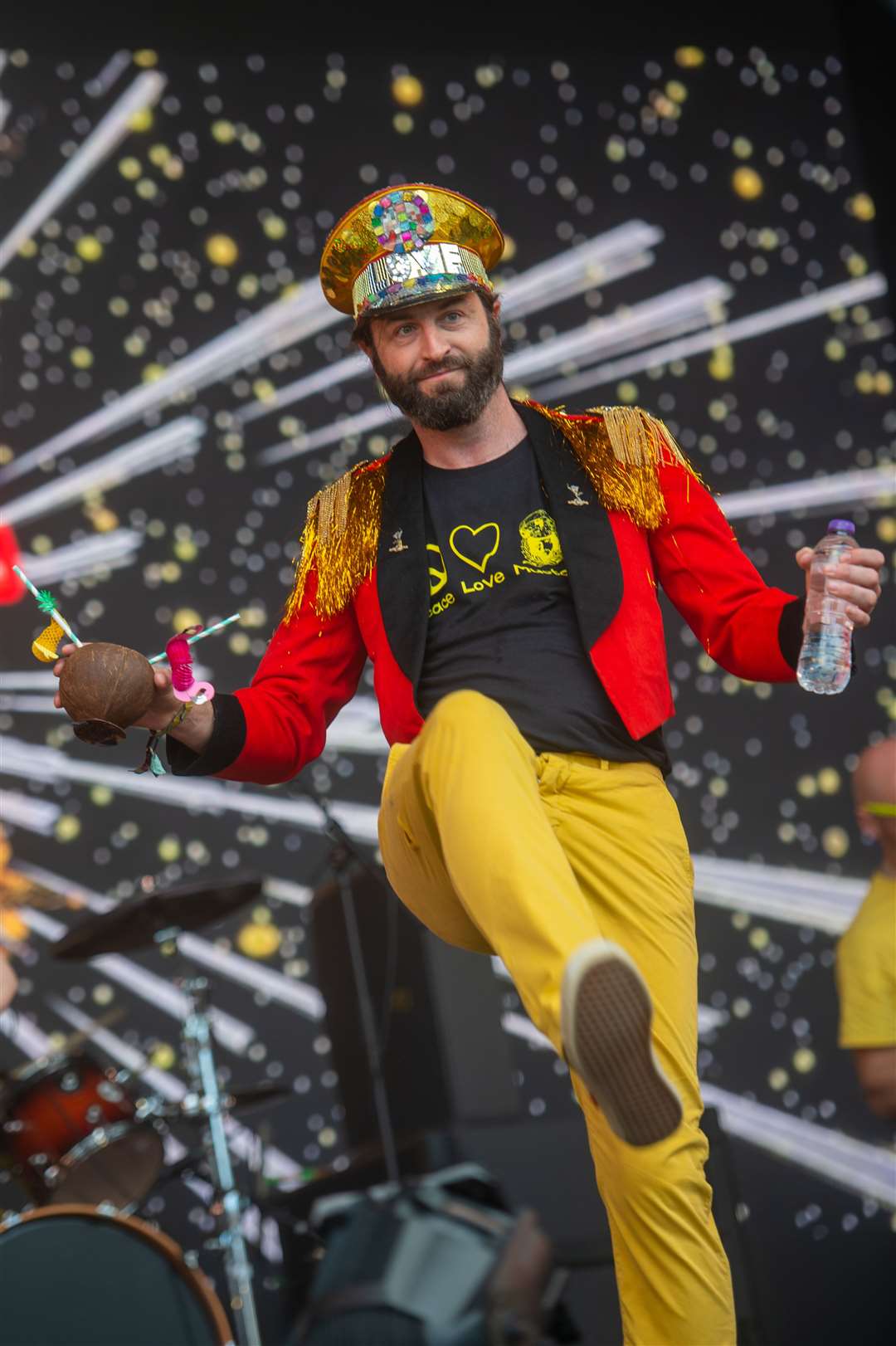Already part of the Belladrum legend, Colonel Mustard (John McAlinden) & The Dijon 5 were back to deliver peace, love – and mustard. Picture: Callum Mackay