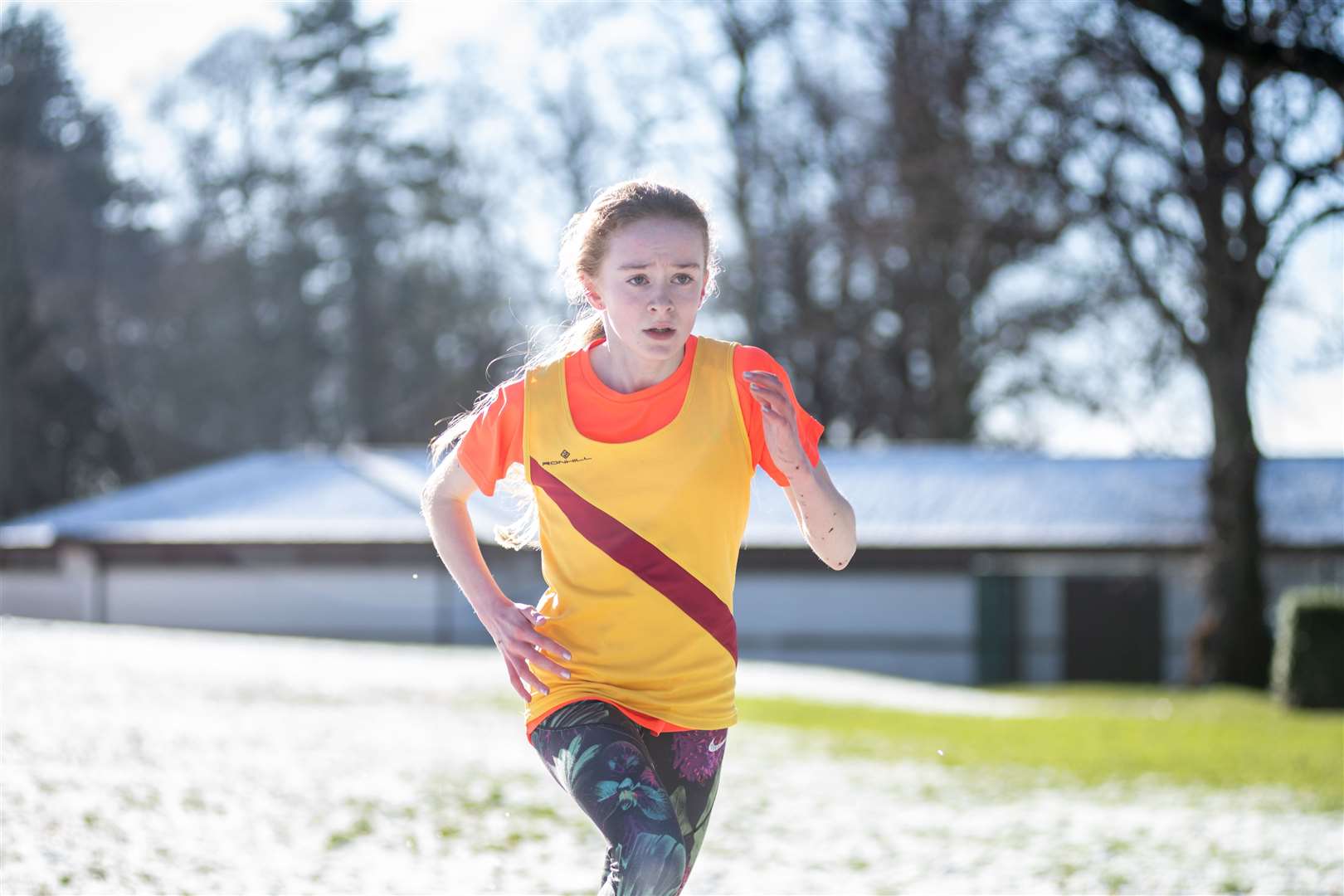 1st overall in the Under 13's Girls race was Inverness Harriers' Lois MacRae...North District X-Country League - Grant Park, Forres - 19/02/2022...Picture: Daniel Forsyth..