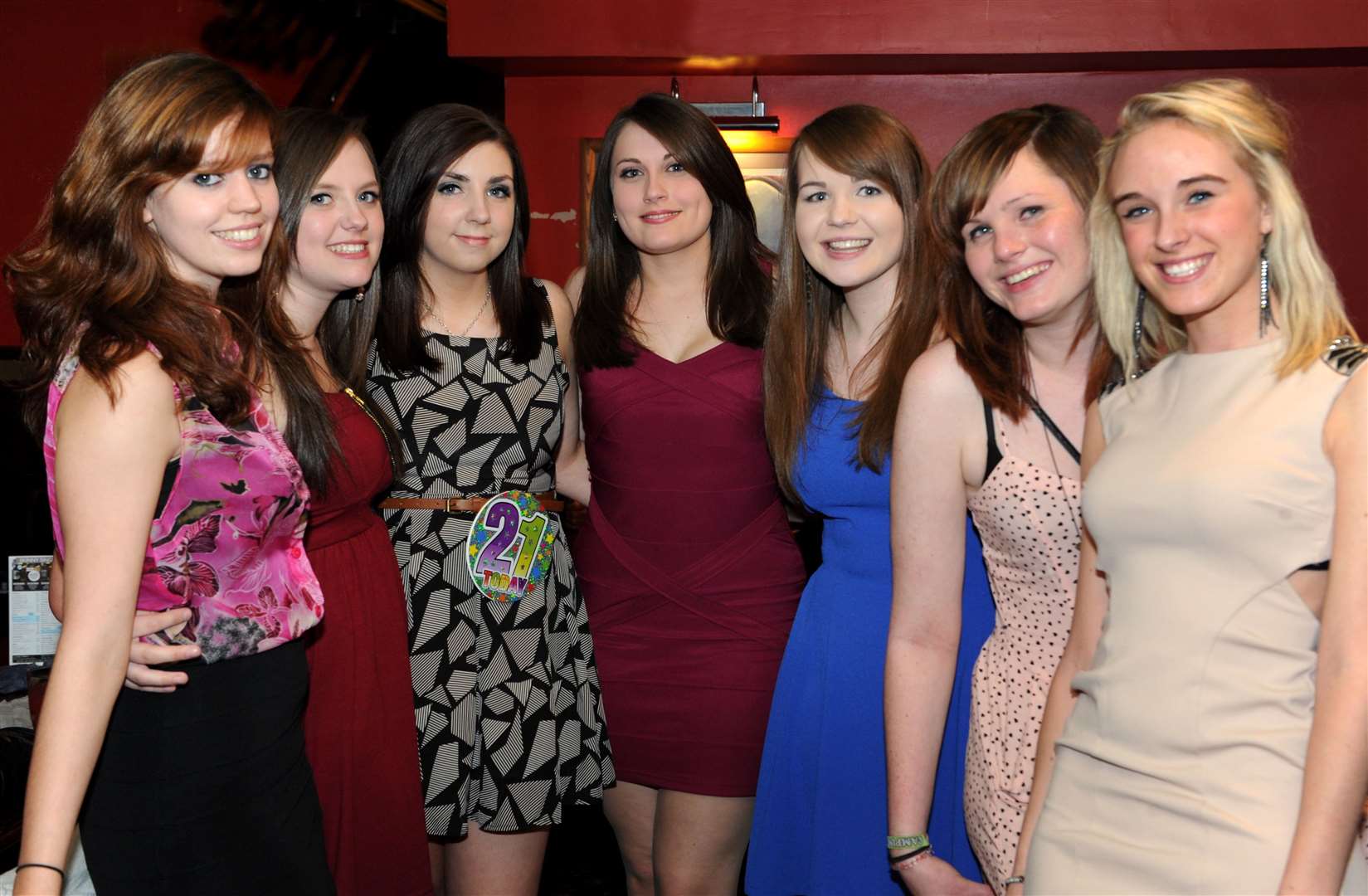 Sarah-Louise Mackintosh (third left) celebrates her 21st birthday with friends.