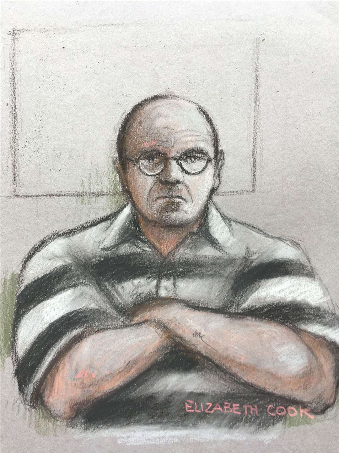 A court sketch of Russell Bishop in 2018 (Elizabeth Cook/PA)