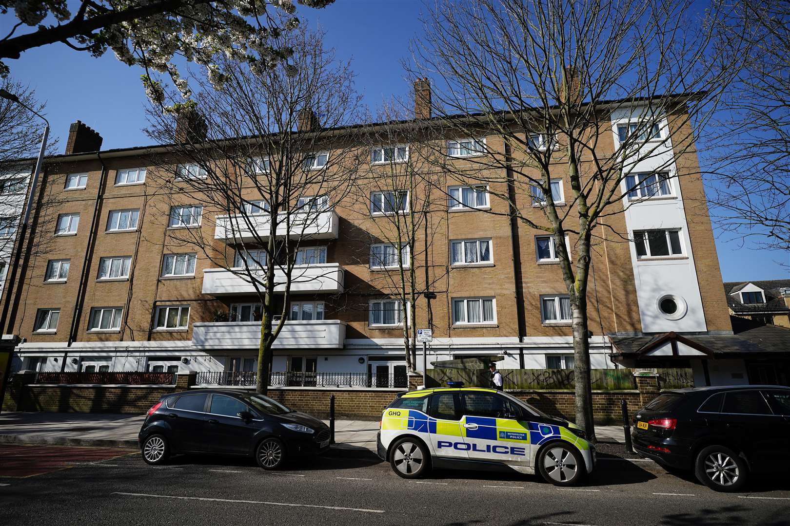 A police car outside a property in Globe Road, Bethnal Green (Aaron Chown/PA)