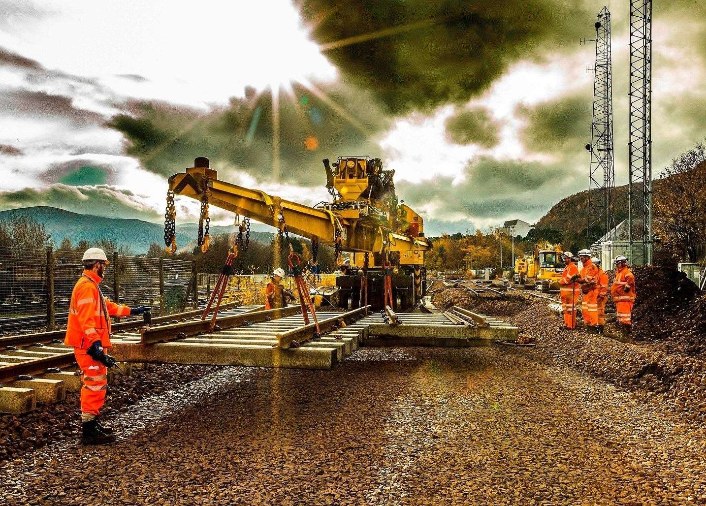 Engineers renewing track in the Highlands (stock image).