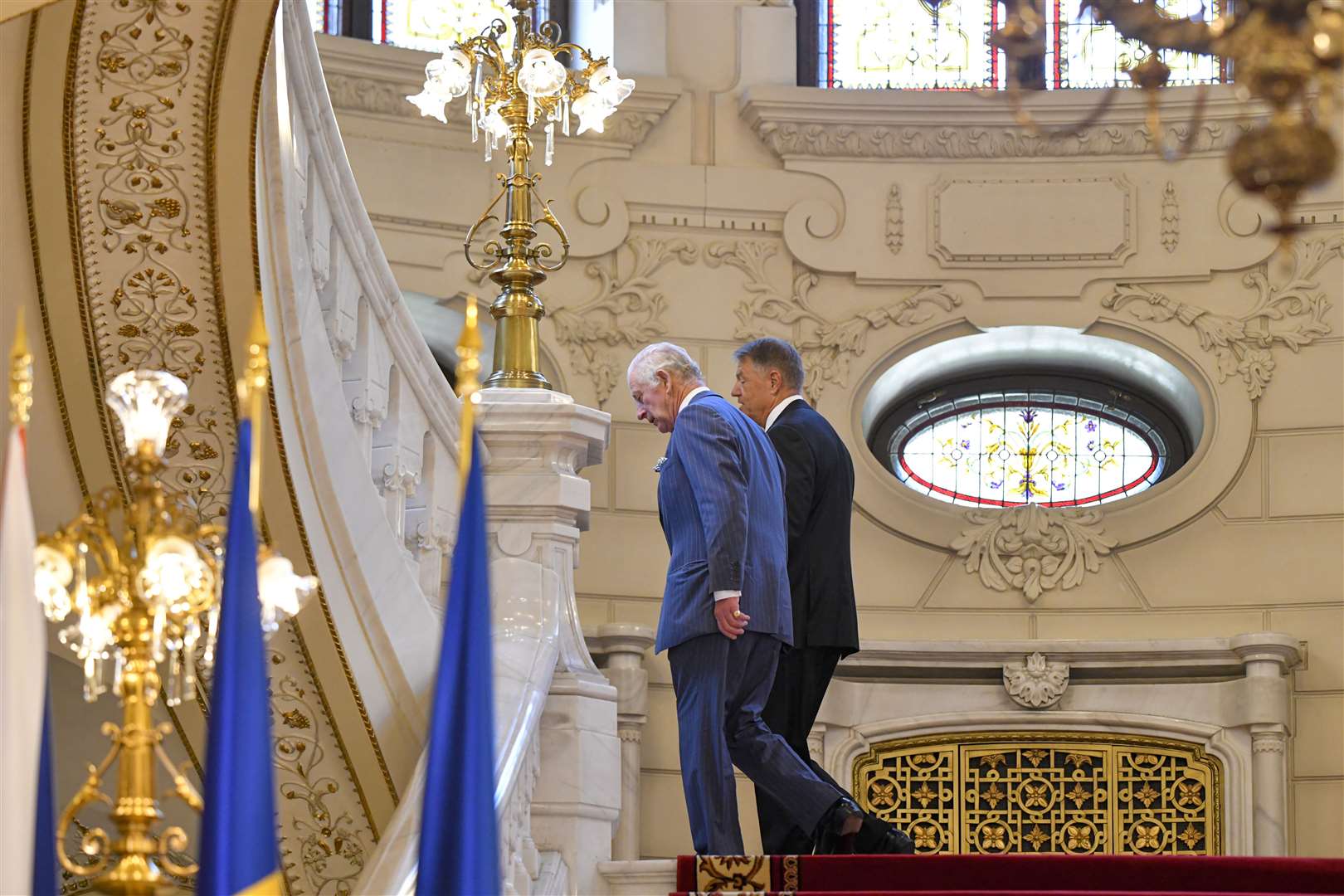 The King was welcomed at the presidential palace in Bucharest (Alexandru Dobre/AP)