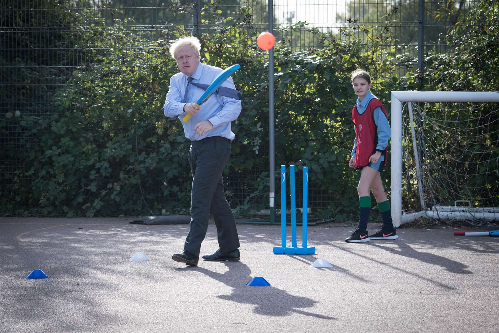Taking a turn with both bat and ball, Mr Johnson showed his fitness levels are improving after his bout of Covid-19 earlier in the year (Stefan Rousseau/PA)