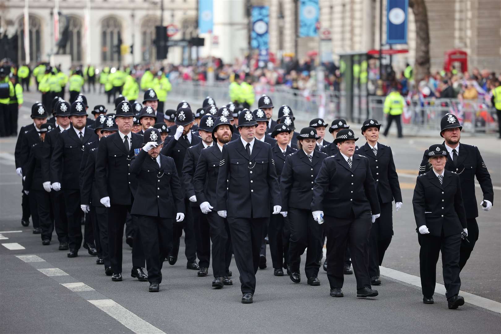 Police officers arrive for duty (Rob Pinney/PA)