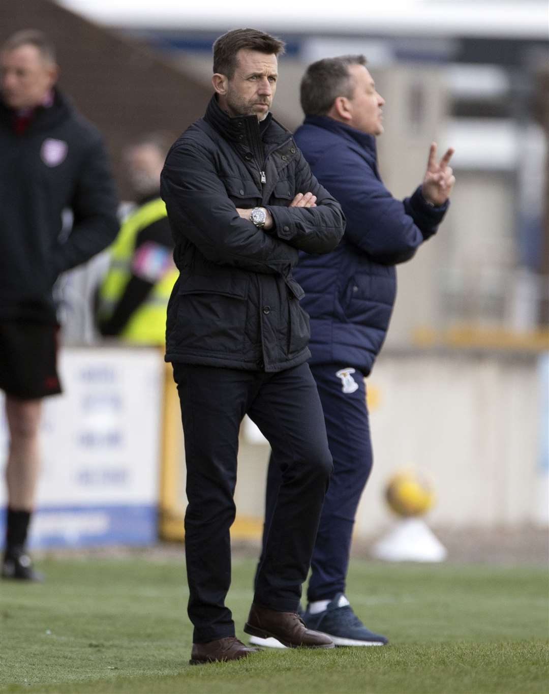 Neil McCann and assistant Billy Dodds have been doing their homework on tonight’s Scottish Cup opponents Ross County. Picture: Ken Macpherson