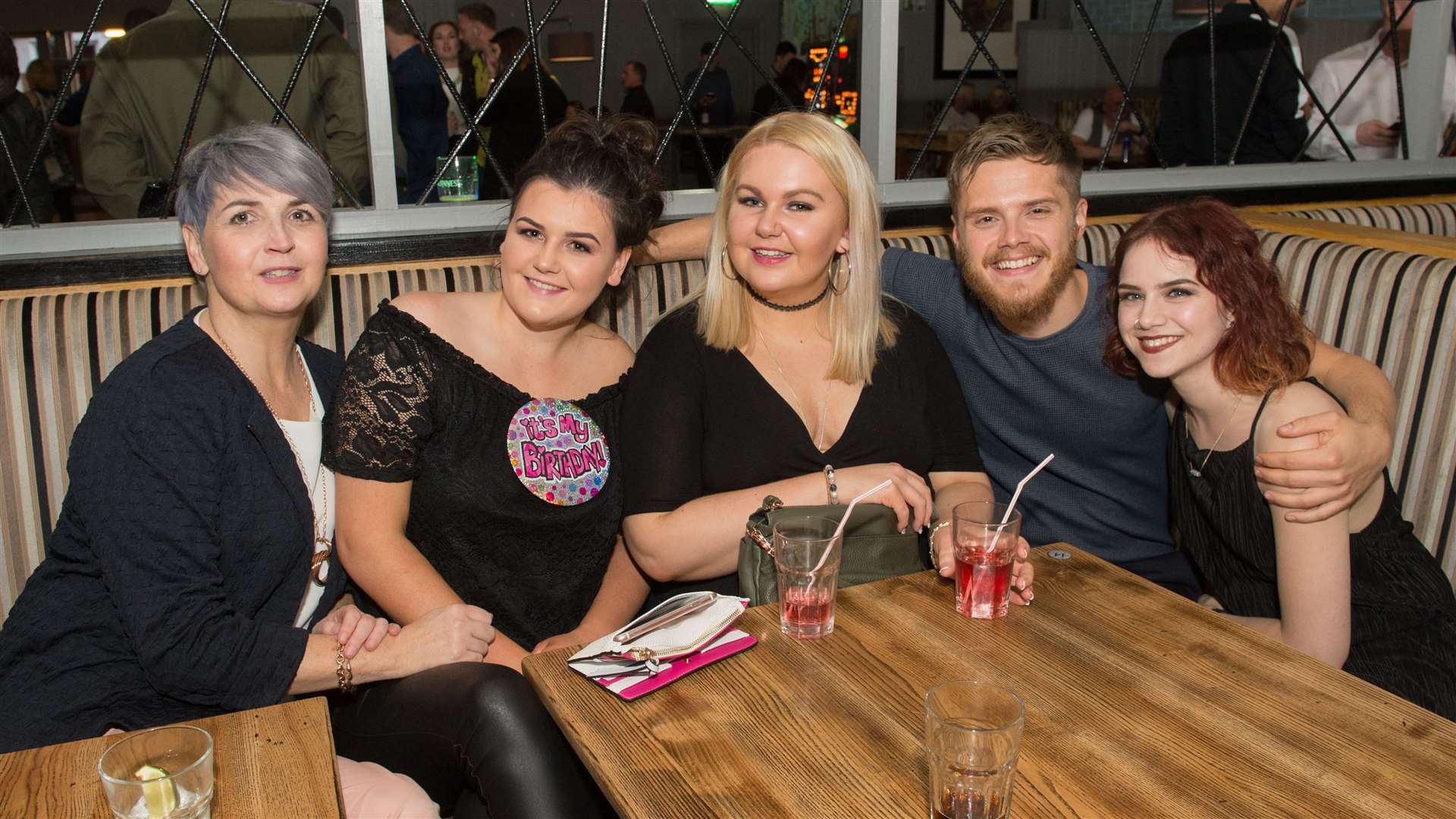 CitySeen 08JUL2017 ..Birthday celebrations for Annabel Brown (badge) with (left to right) Linda Brown, Siobhan Williams, Ben Brown and Lia Brown...Picture: Callum Mackay. Image No. 038171.