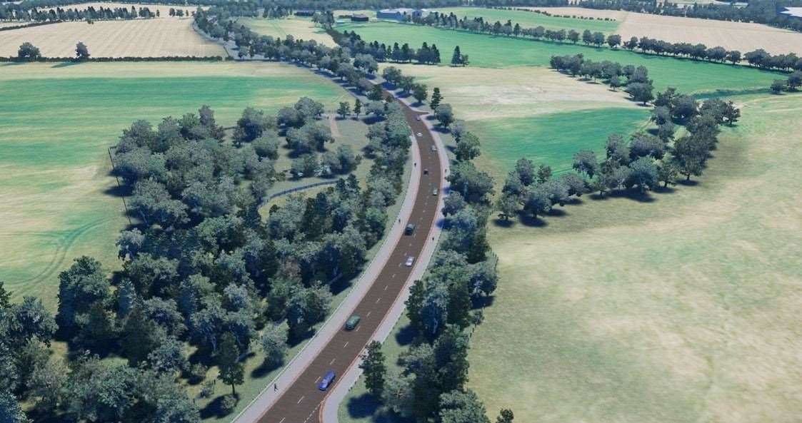 An artist's illustation of the proposed East Link road connecting the A9 and A96 between Inshes and Smithton.