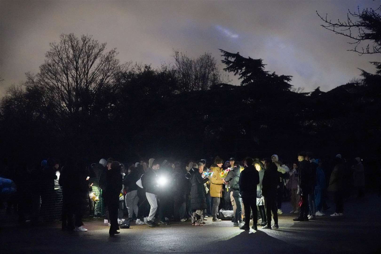 People take part in a vigil for Harry Pitman in Downhills Park in Haringey (PA)