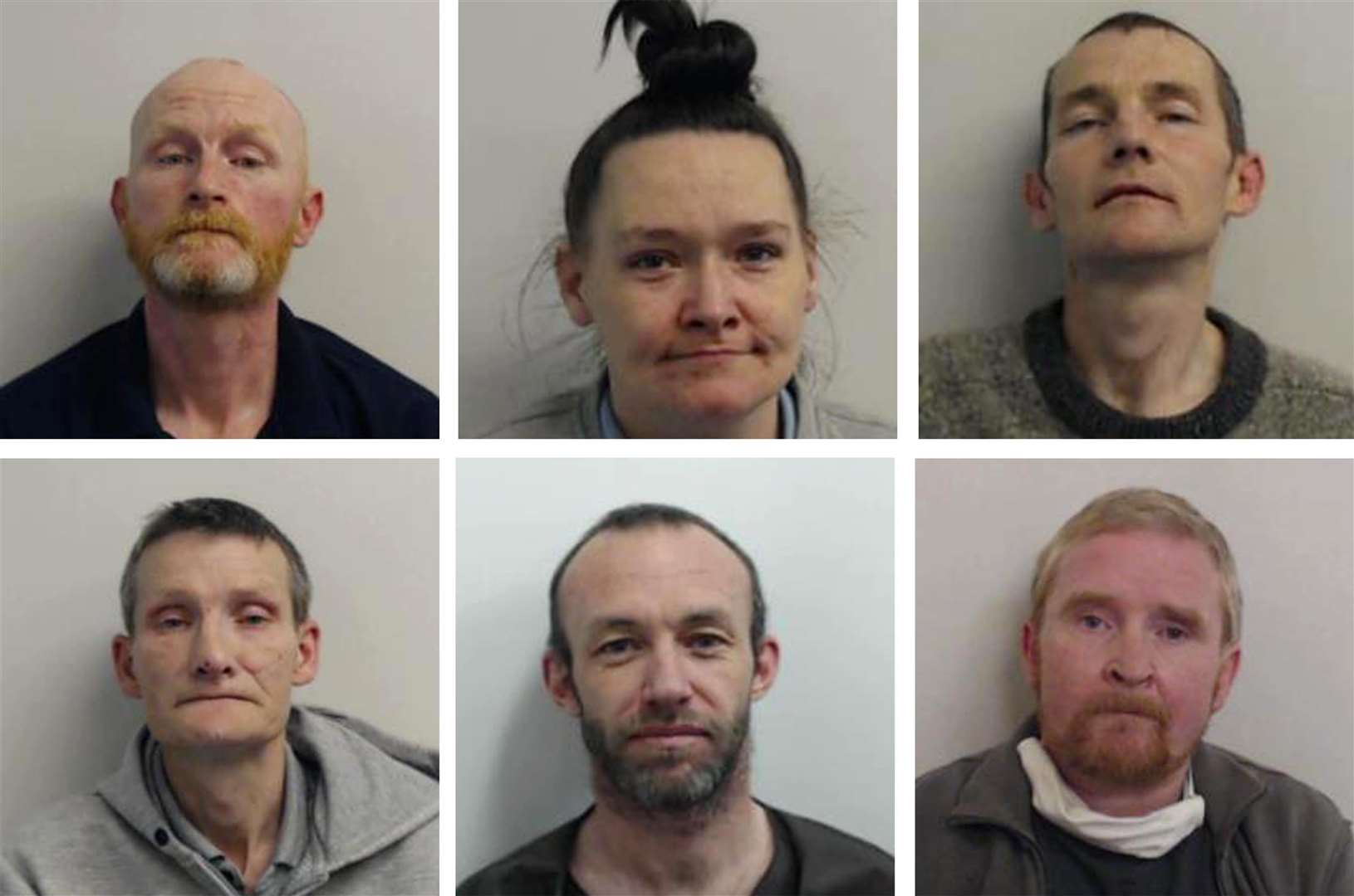 (Top row , from left) Barry Watson, Elaine Lanney and Iain Owens; (bottom row, from left) John Clark, Paul Brannan and Scott Forbes who were all convicted of a string of sex crimes towards children (Police Scotland/PA)
