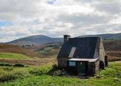Ryvoan bothy looking to the eastern Cairngorms.