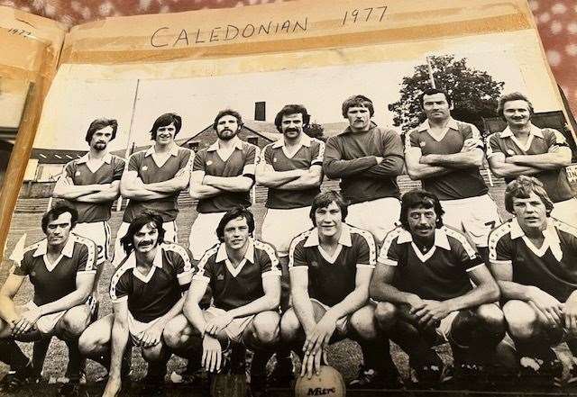 Caledonian FC 1977, with Raymond Mackintosh fron, second from right.
