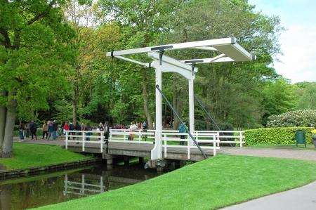 A typical Dutch bridge over one of the canals at Keukenhof