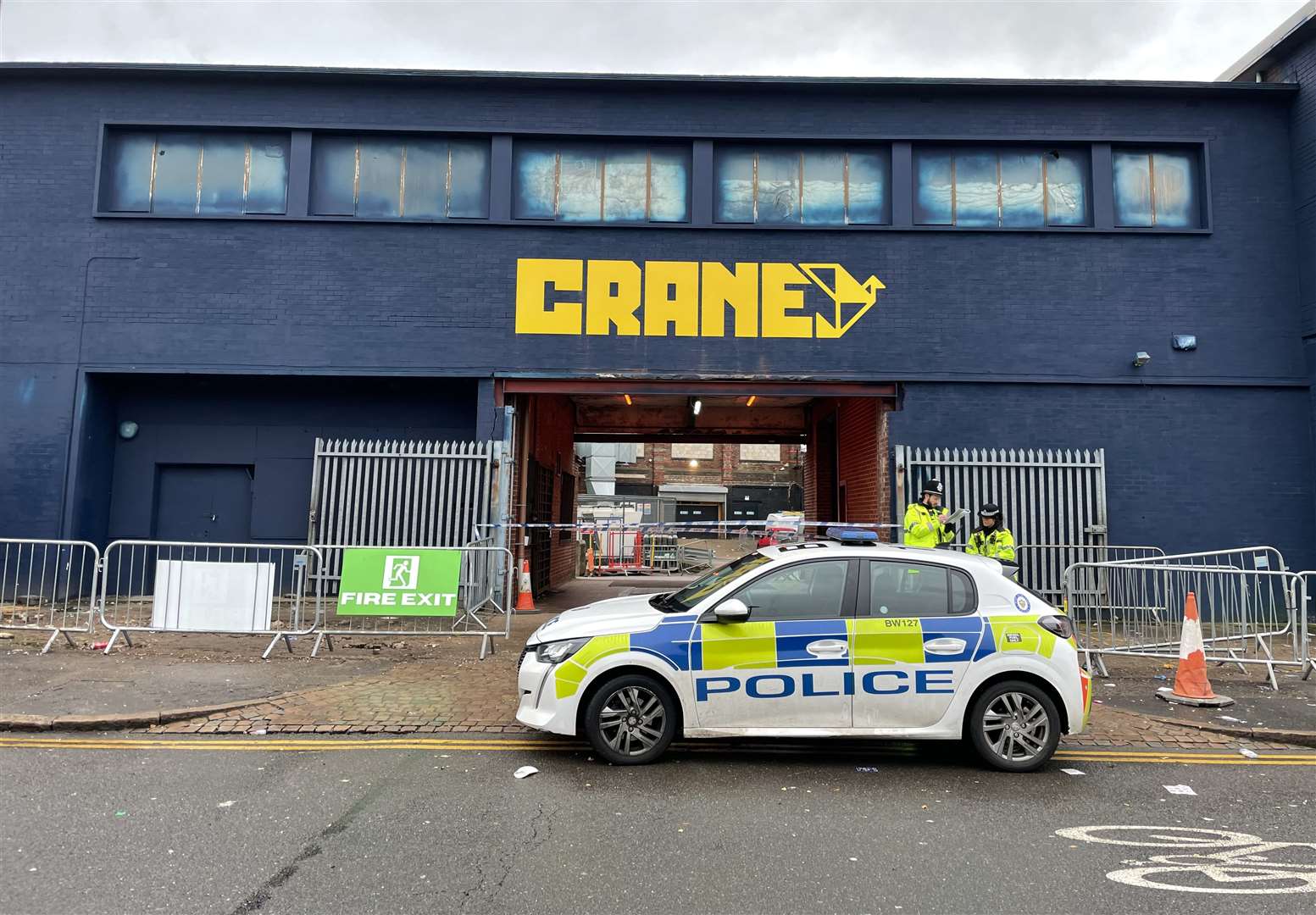 Police outside the Crane nightclub in Digbeth, Birmingham, in December 2022 (Phil Barnett/PA)