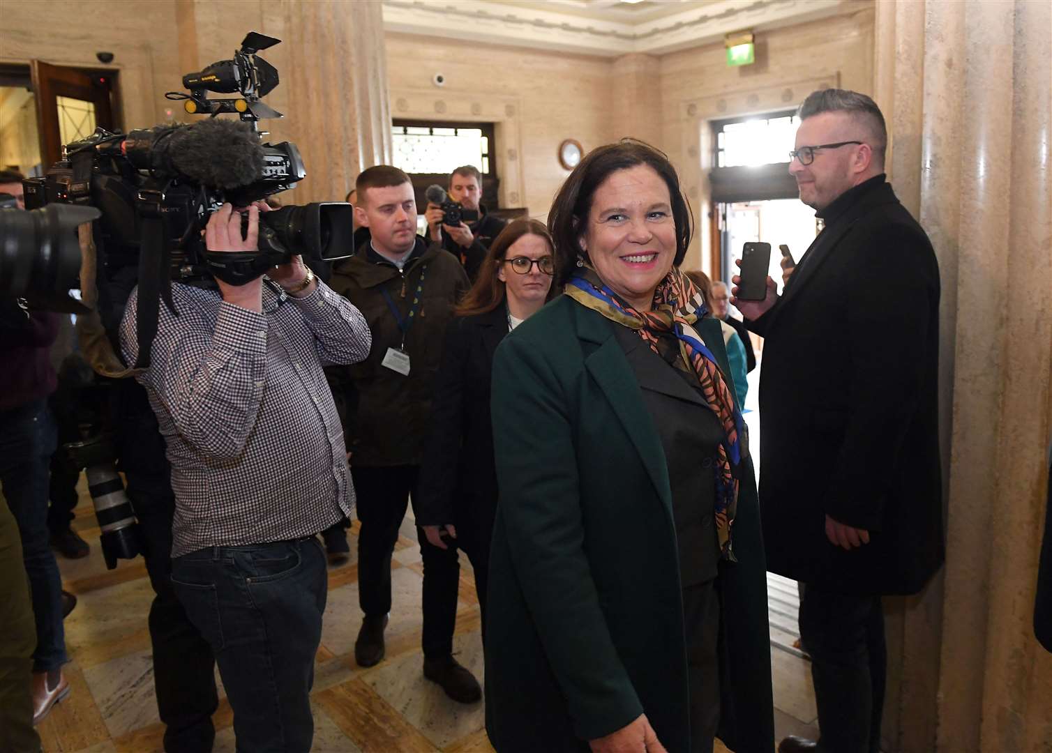 Sinn Fein President Mary Lou McDonald arriving at Parliament Buildings (Oliver McVeigh/PA)