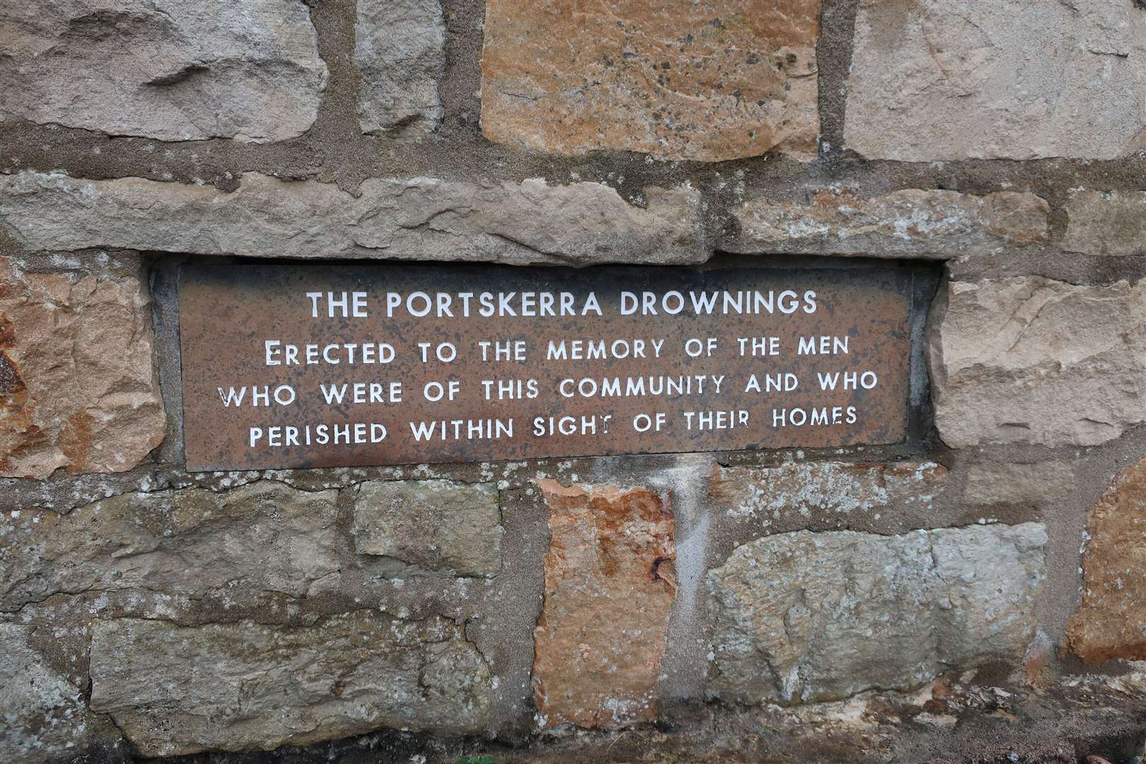 Close-up of the Portskerra Drownings memorial.