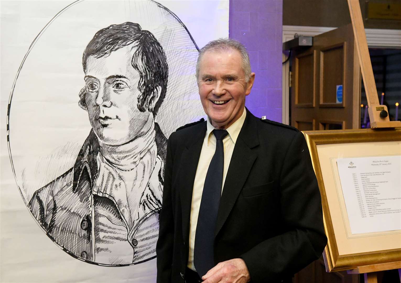 David Ewan drew the Rabbie Burns image that greeted everyone on their way in. Picture: James Mackenzie.