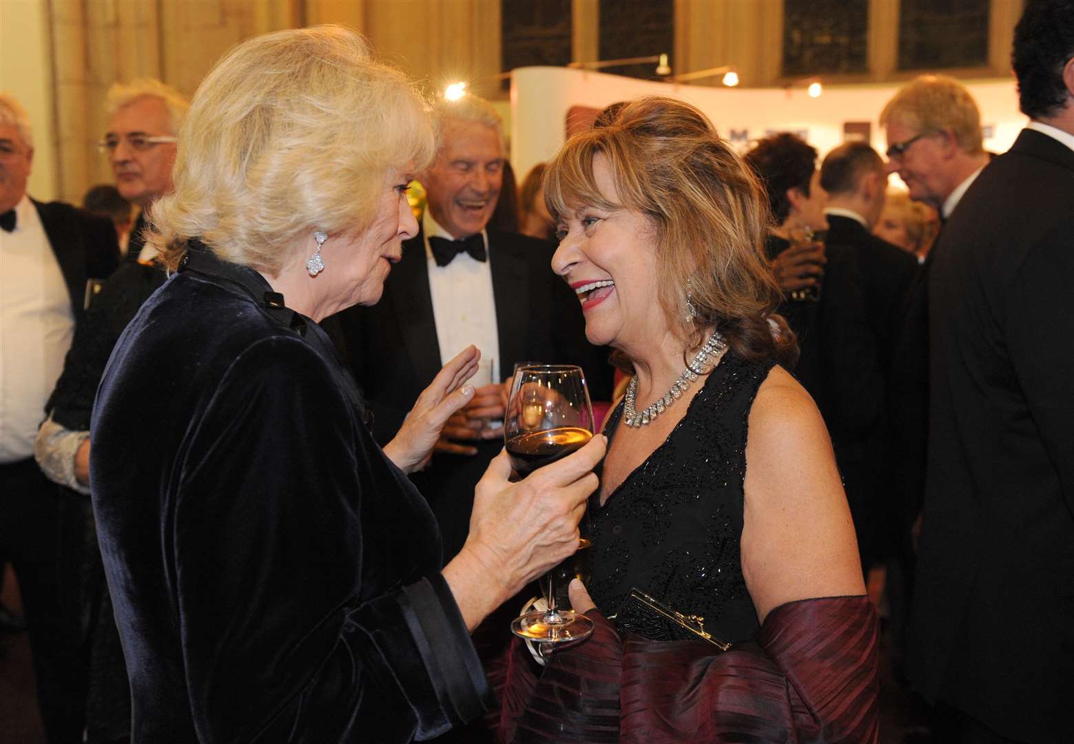 Camilla with Baroness Helena Kennedy who will carry the ivory rod with dove (Anthony Devlin/PA)