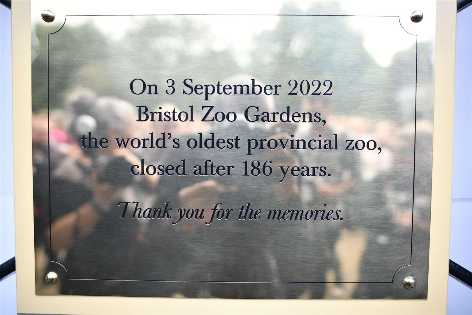 The plaque at Bristol Zoo detailing its closure (Beresford Hodge/PA)