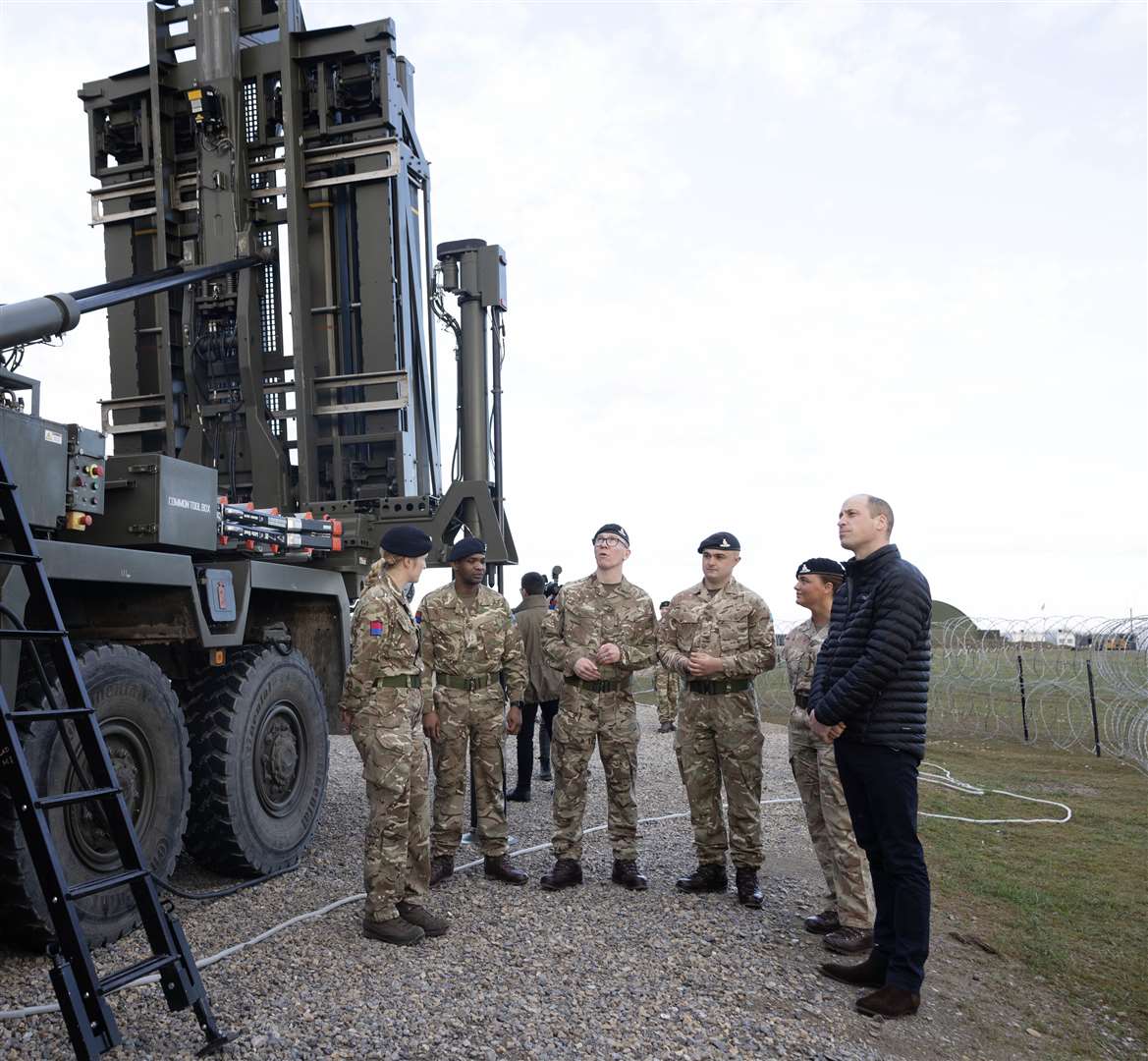 The Prince of Wales is shown a Sky Sabre system during a visit to the British armed forces in Rzeszow, Poland (Ian Vogler/Daily Mirror/PA)