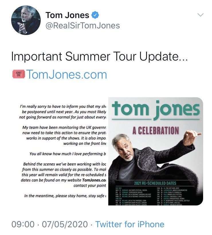 The tweet by Tom Jones.