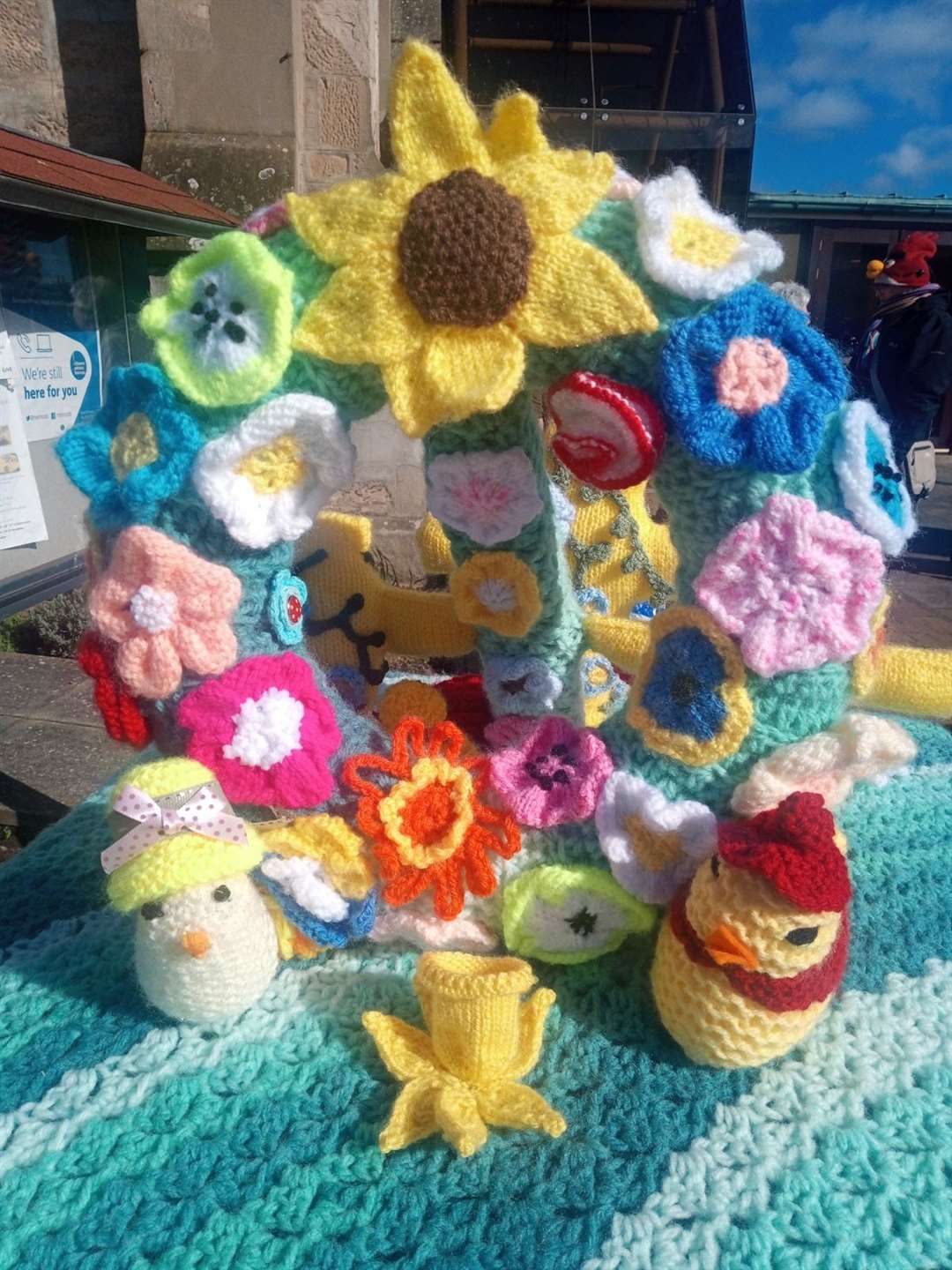 Nairn Yarnbombers did it again adding a splash of colour to the town.