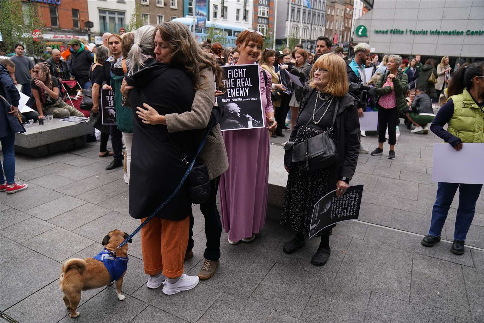 Sinead O’Connor fans at Barnardo Square in Dublin’s city centre (Brian Lawless/PA).
